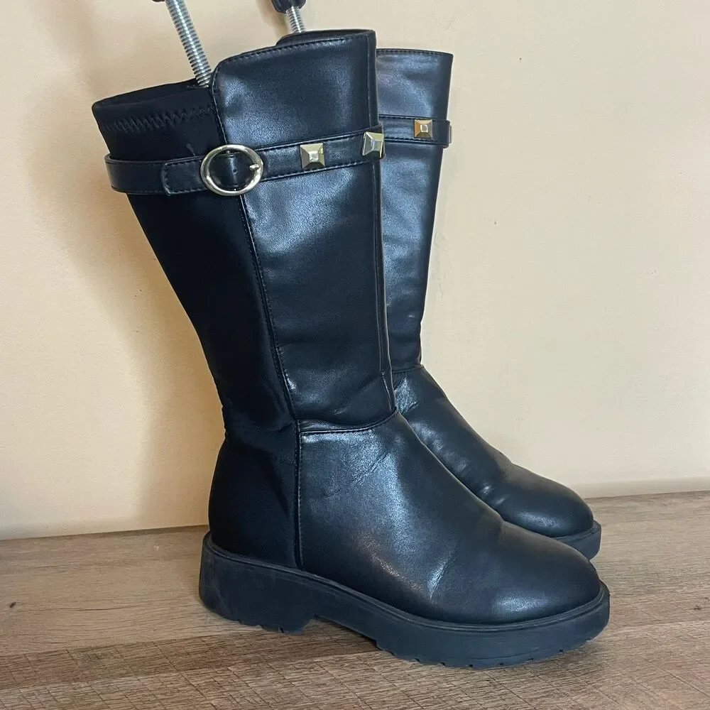Marc Fisher Kids Heidi Strap Black Boots youth size 3